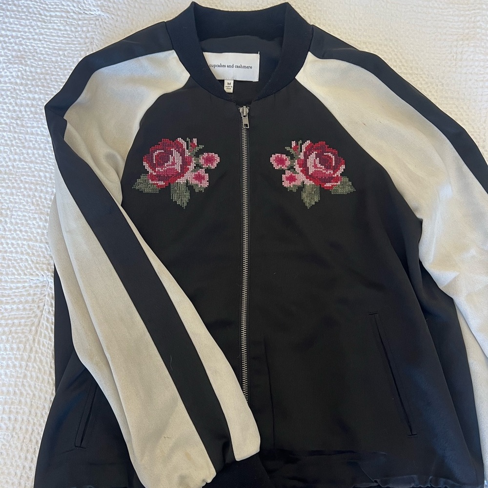 Cupcakes & Cashmere Embroidered Bomber